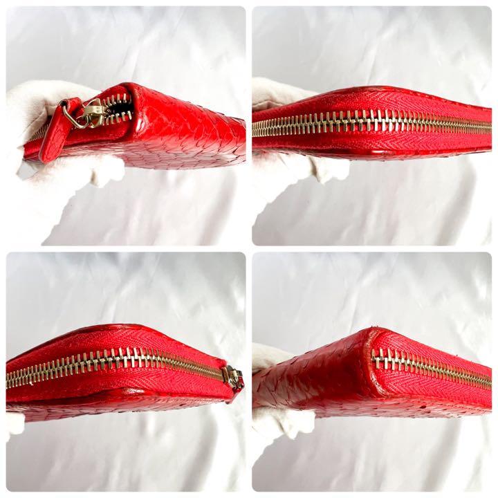 1円 極美品 シャネル 長財布 パイソン 蛇革 ラウンドジップ ココ