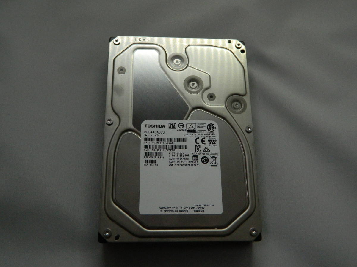 東芝 MD04ACA600 [6TB SATA600 7200] バッファ：128MiB 7200rpm USED