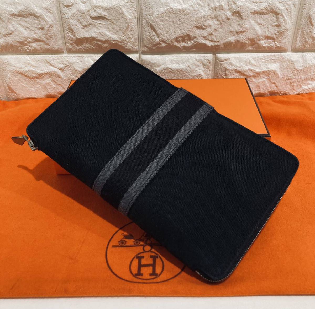 HERMES 極上美品 エルメス フールトゥ パース GM 長財布 ブラック