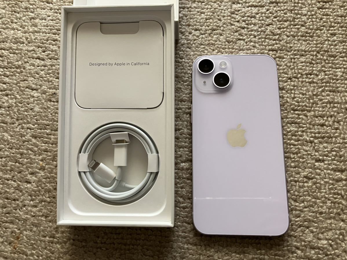 3日使用の超美品☆iphone14 128GB SIMフリー パープル バッテリー100