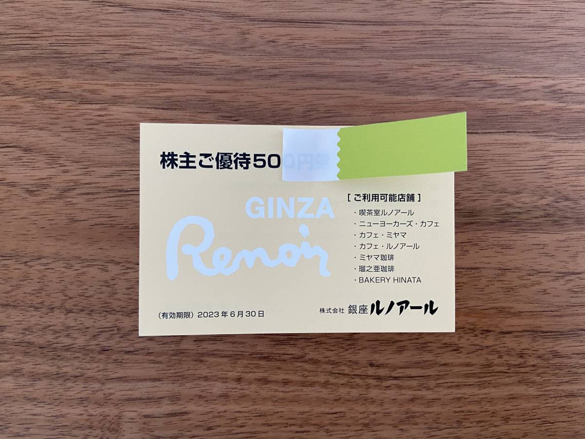 銀座ルノアール株主優待券20,000円分