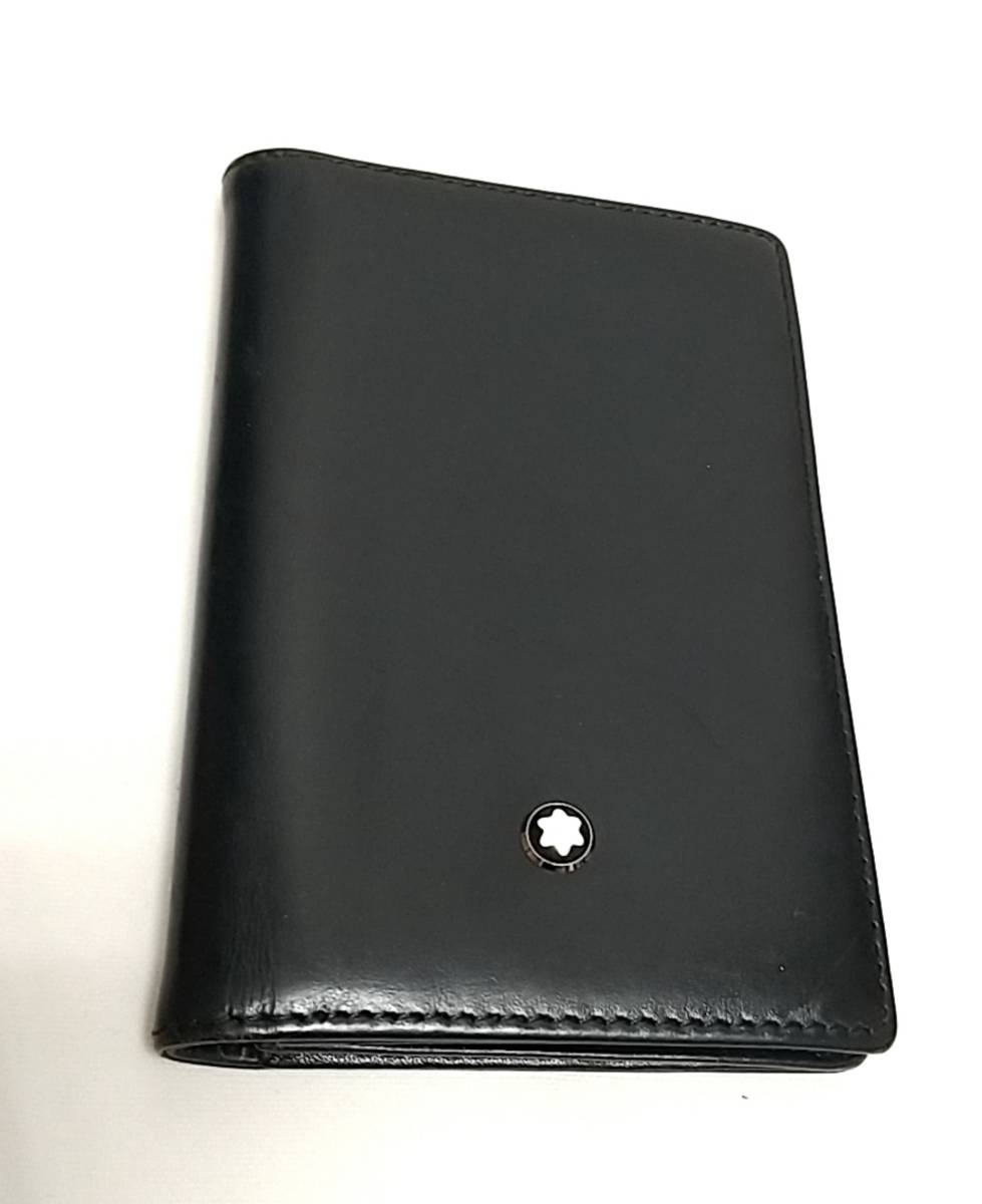 モンブラン MONT BLANC カードケース 名刺入れ 二つ折り レザー 黒