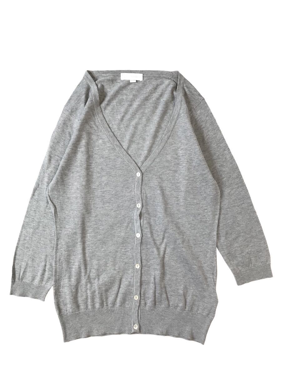 (D) 英国製 JOHN SMEDLEY ジョンスメドレー コットン ニット カーディガン M グレー