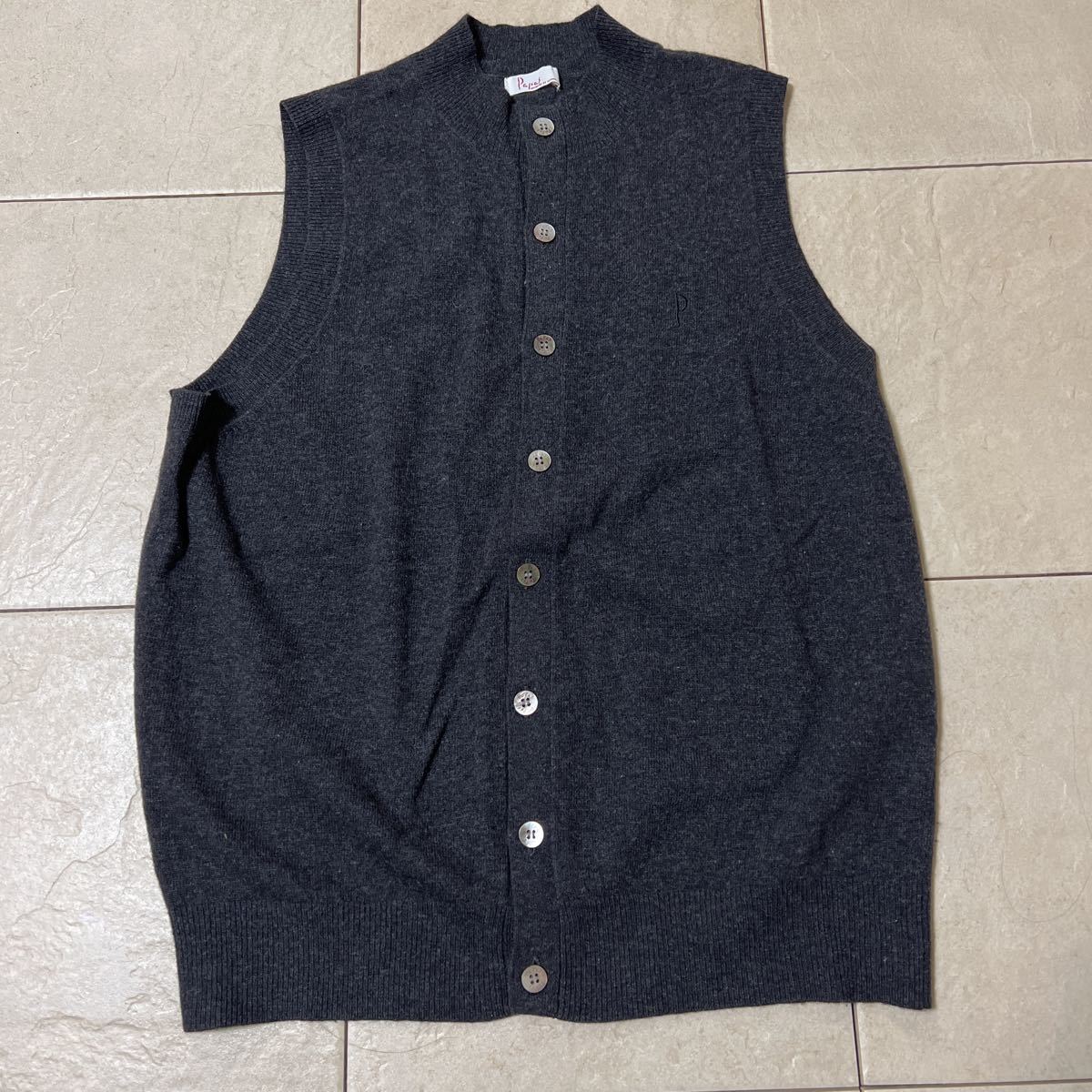 Papas カシミア混 ニットベスト L