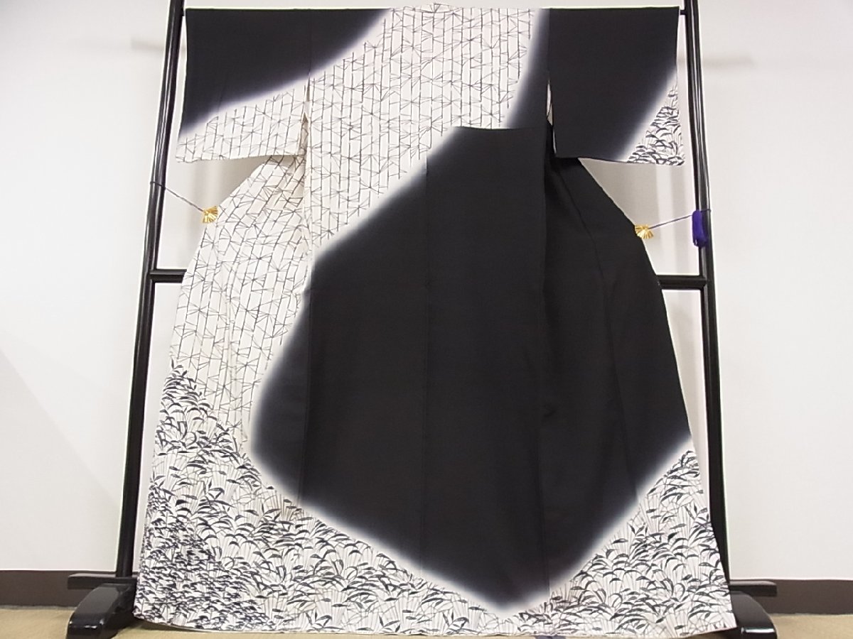 激安大特価，SALE 着物屋こころ 訪問着 草木文 暈し染め 黒地 着丈165cm 裄67cm 正絹 逸品 B-ph1657(仕立て上がり)｜売買されたオークション情報、yahooの商品情報をアーカイブ公開 - オークファン 仕立て上がり