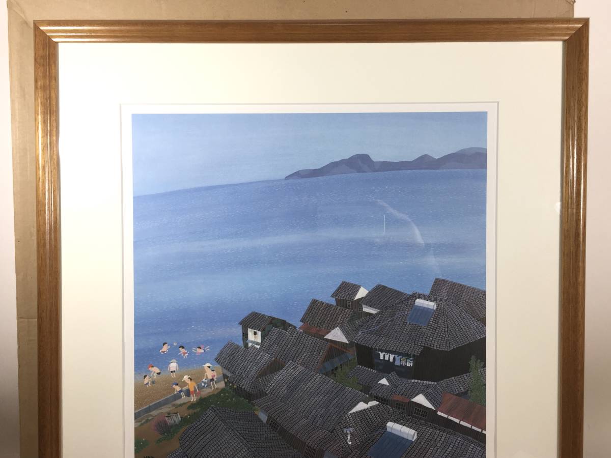 ○超美品！！ 原田泰治 夏 心の海（1991年）限定 版画 香川県 小豆島