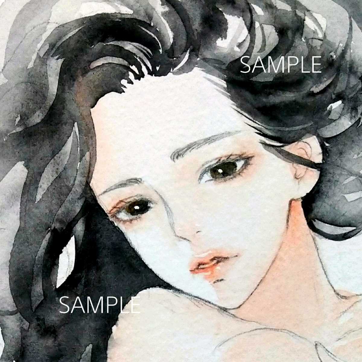 肉筆原画 絵画 水彩画 手描きイラスト ヌード グラビア 美人画 人物画