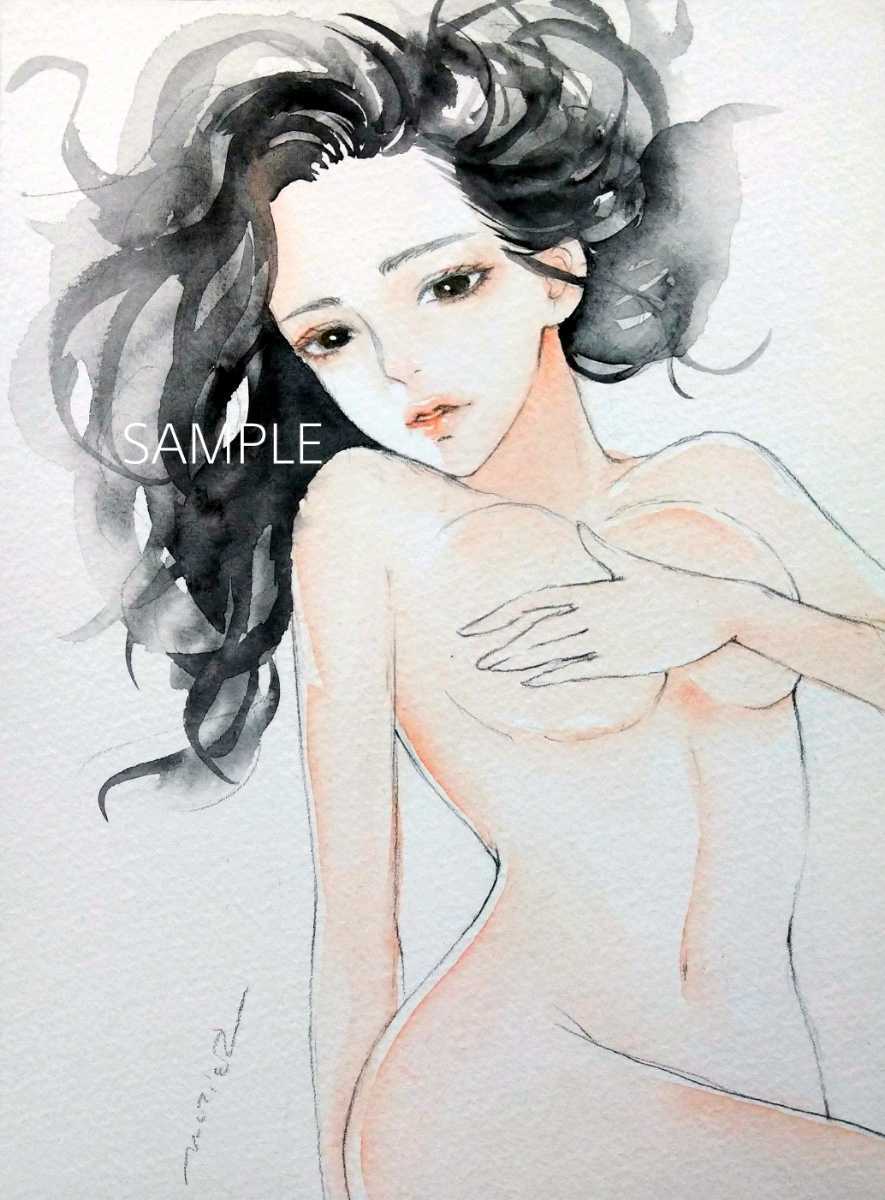 肉筆原画 絵画 水彩画 手描きイラスト ヌード グラビア 美人画 人物画