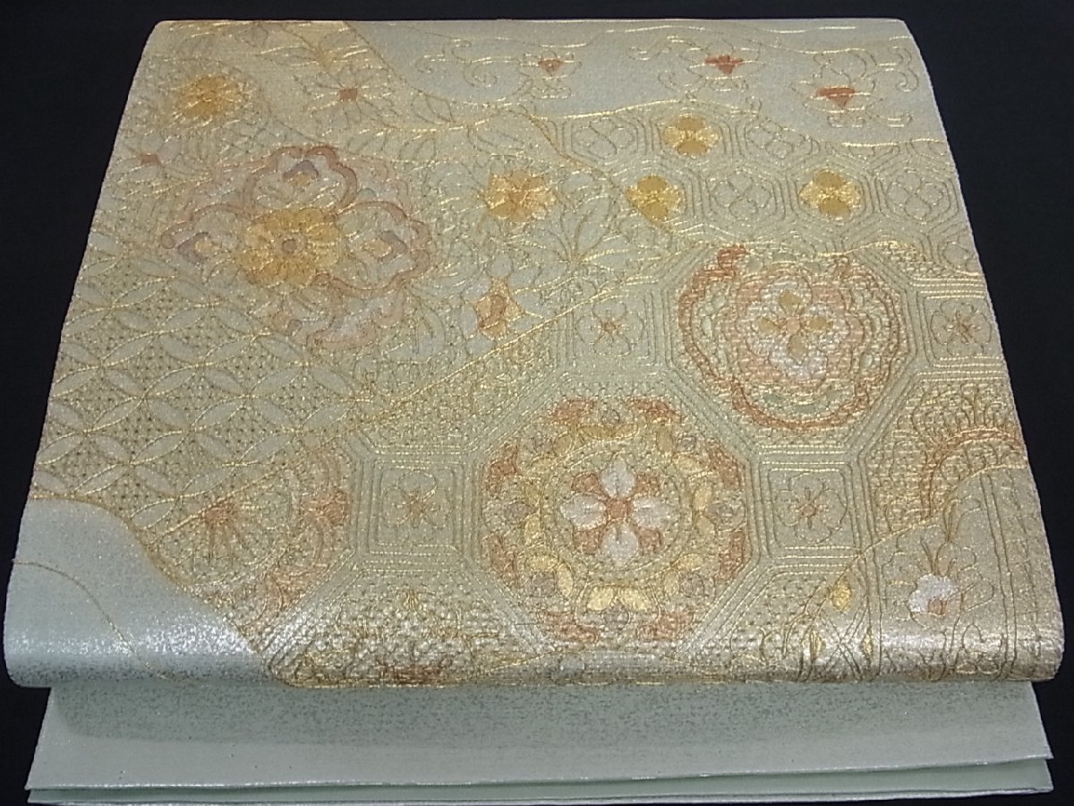 花美人着物□中国三大刺繍 スワトウ刺繍 汕頭刺繍 太鼓柄袋帯 正倉院 