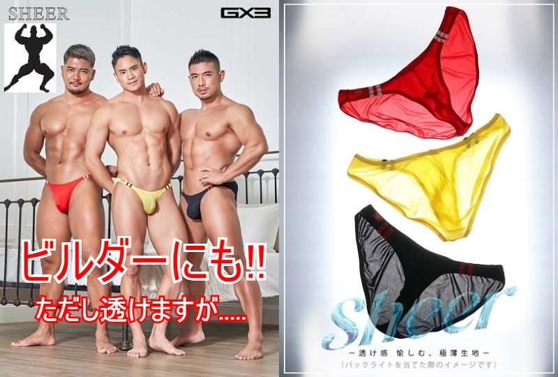 特価【即決】ビルダーパンツをイメージ!! GX3(ジーバイスリー) SHEER ウルトラVビキニ(S)シースルー3枚セット!!