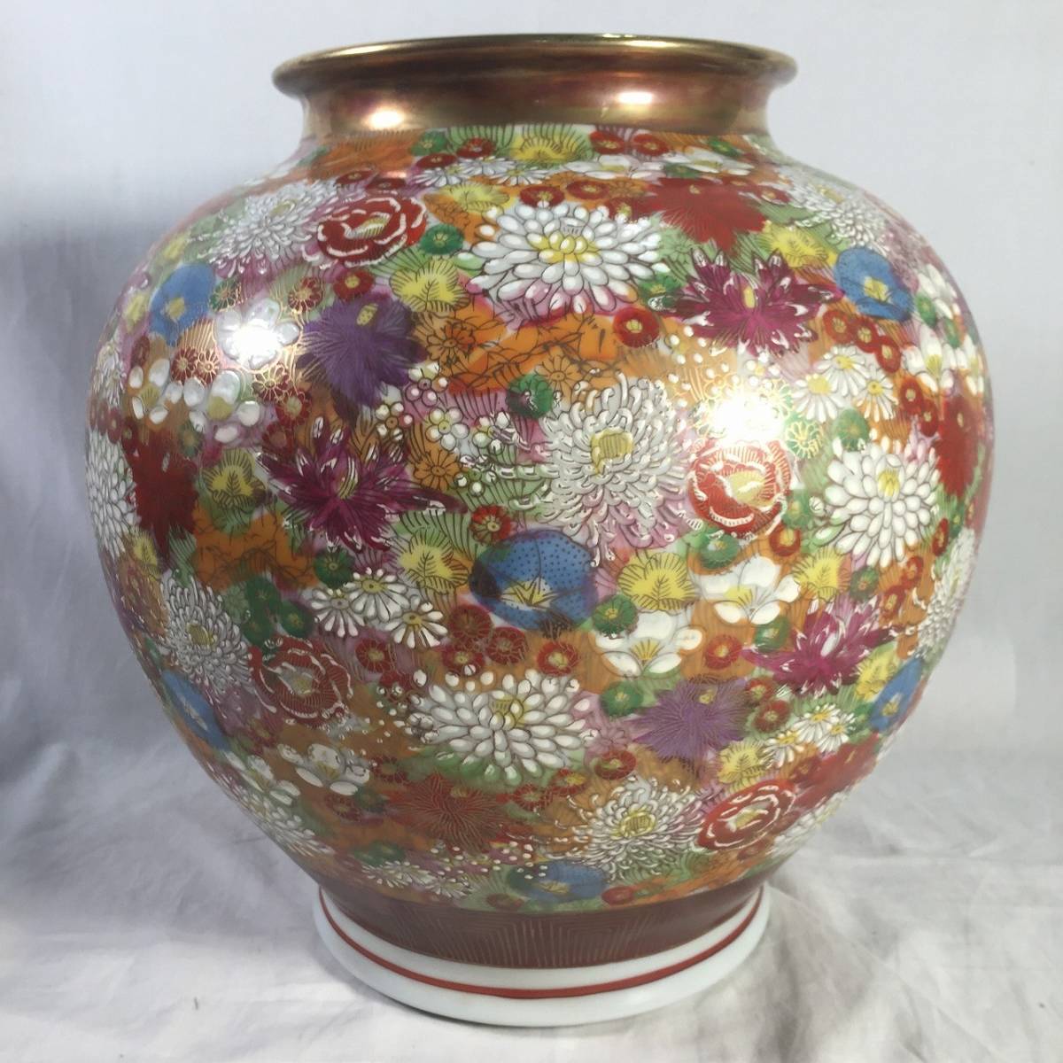 O-575/九谷焼 壺 伝統工芸品 陶器 花器 菊 九谷 日本の陶磁 【公式通販】