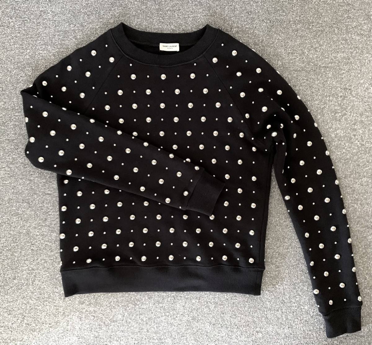 美品 Saint Laurent サンローラン リベット スウェット 黒 YSL SAINT LAURENT ネイビー リップ スーツ
