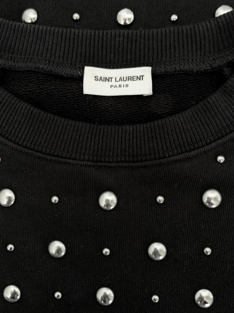 美品 Saint Laurent サンローラン リベット スウェット 黒 YSL SAINT LAURENT ネイビー リップ スーツ