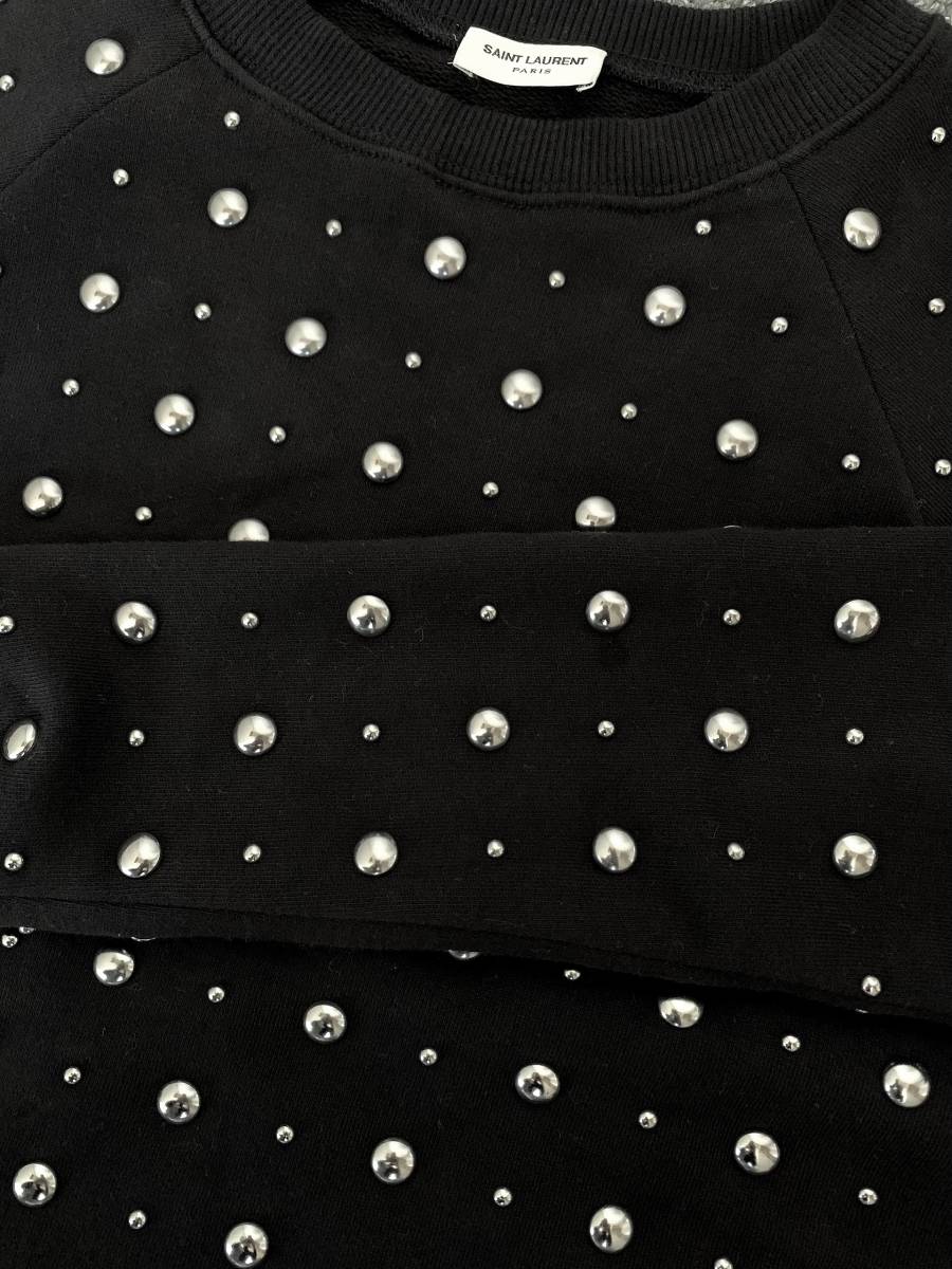 美品 Saint Laurent サンローラン リベット スウェット 黒 YSL SAINT LAURENT ネイビー リップ スーツ
