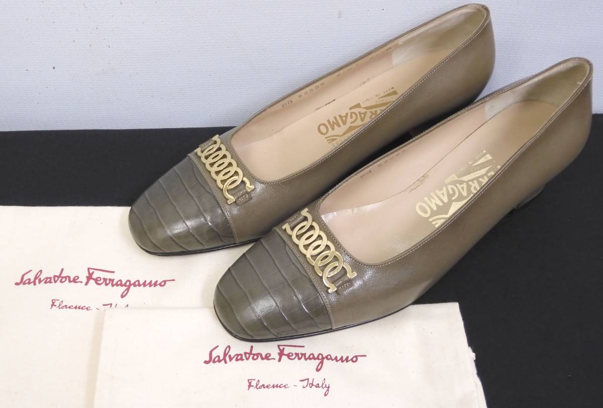 k-694/Slvatore Ferragamo パンプス ベージュ/7 1/2(目安：25.0cm 