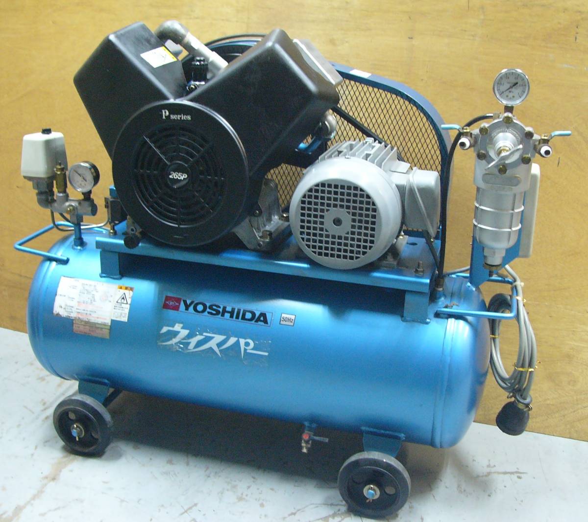 吉田コンプレッサー　岩田製　三相２００Ｖ ５０Ｈｚ ２馬力 プロ整備品　動作良 コンプレッサー アネスト岩田 2馬力 電源:三相200V アネスト岩田(ANEST 三相200V（オイルタイプ