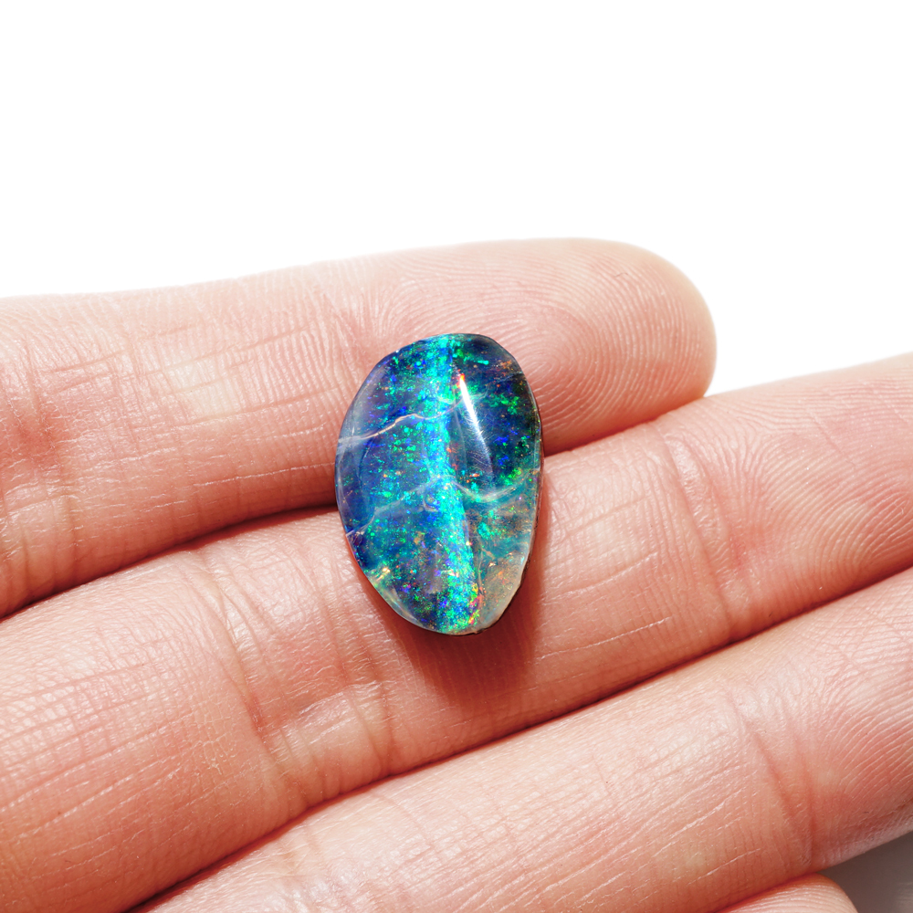 天然ボルダーオパール 6.99ct 遊色最高 オーストラリア産 ルース 宝石 