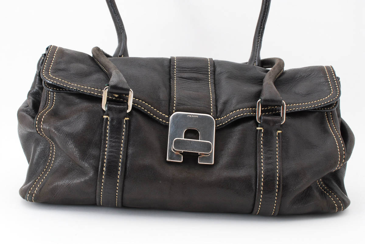 1円スタート】PRADA プラダ ナッパレザー ハンドバッグ トートバッグ