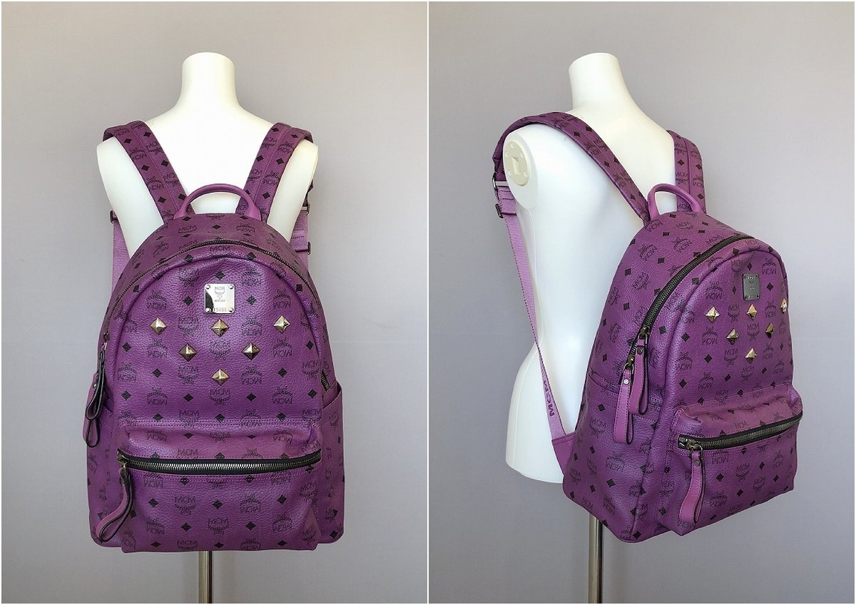 新品同様 MCM スターク ヴィセトス リュック パープル ピラミッド