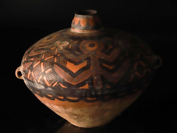 流】時代発掘品 アンダーソン土器 彩陶双耳特大壷 高36cm XTH993