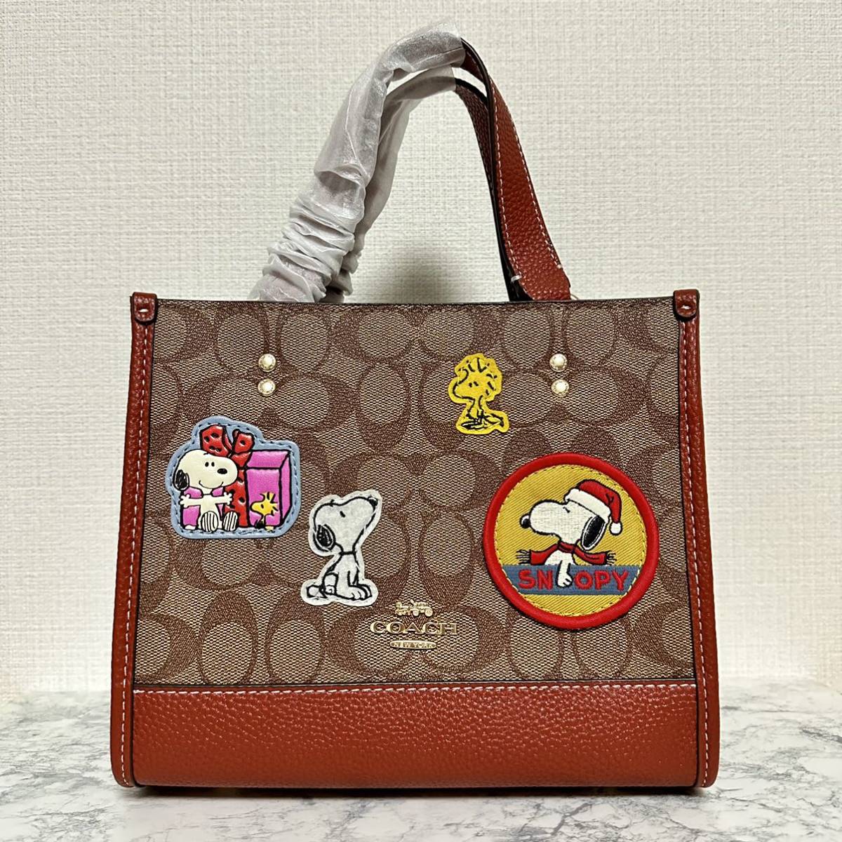 1円　COACH×PEANUTS スヌーピー　ハンドバッグ　ショルダーバッグ　2way デンプシートート　プレゼントに