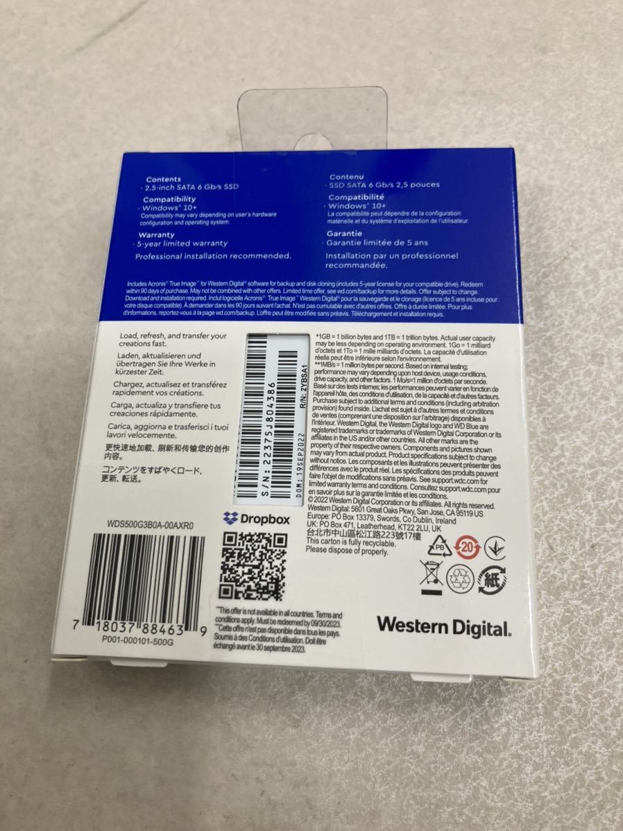 未開封品 未使用 WD BLUE 500GB SSD WDS500G3B0A 新品未使用未開封品WD