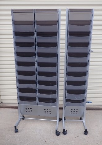 福岡発 業務用 A4 パンフレットスタンド キャスター脚 カタログスタンド H:1400㎜ W:520㎜ 2列10段