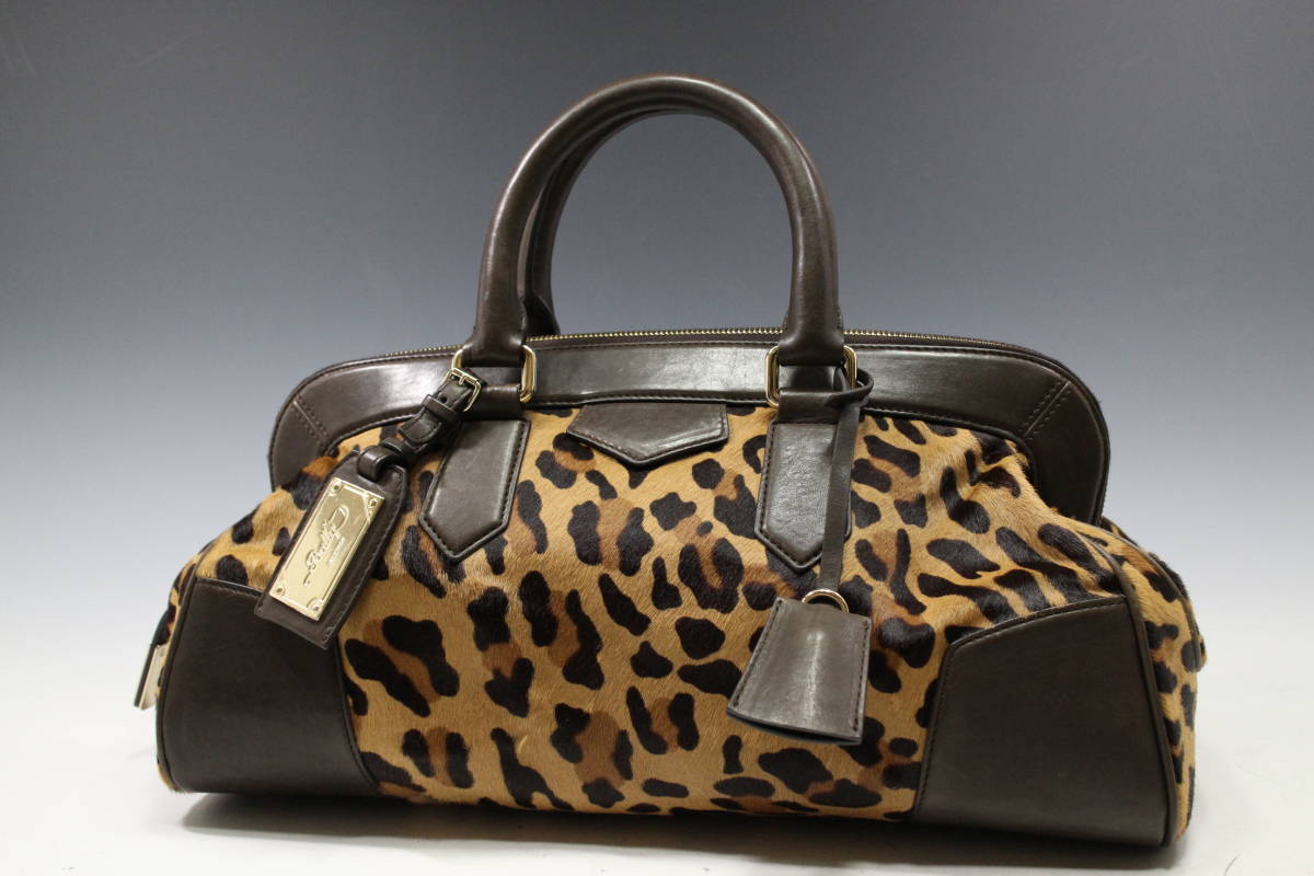 極美品】BALLY バリー ハラコ×レザー レオパード 2WAY ハンドバッグ 