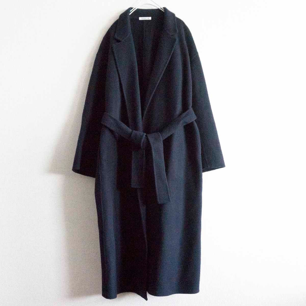 【極美品】 EVERYDAY I LIKE【2020AW/オーバーサイズリバーコート】ウール ネイビー 2212262