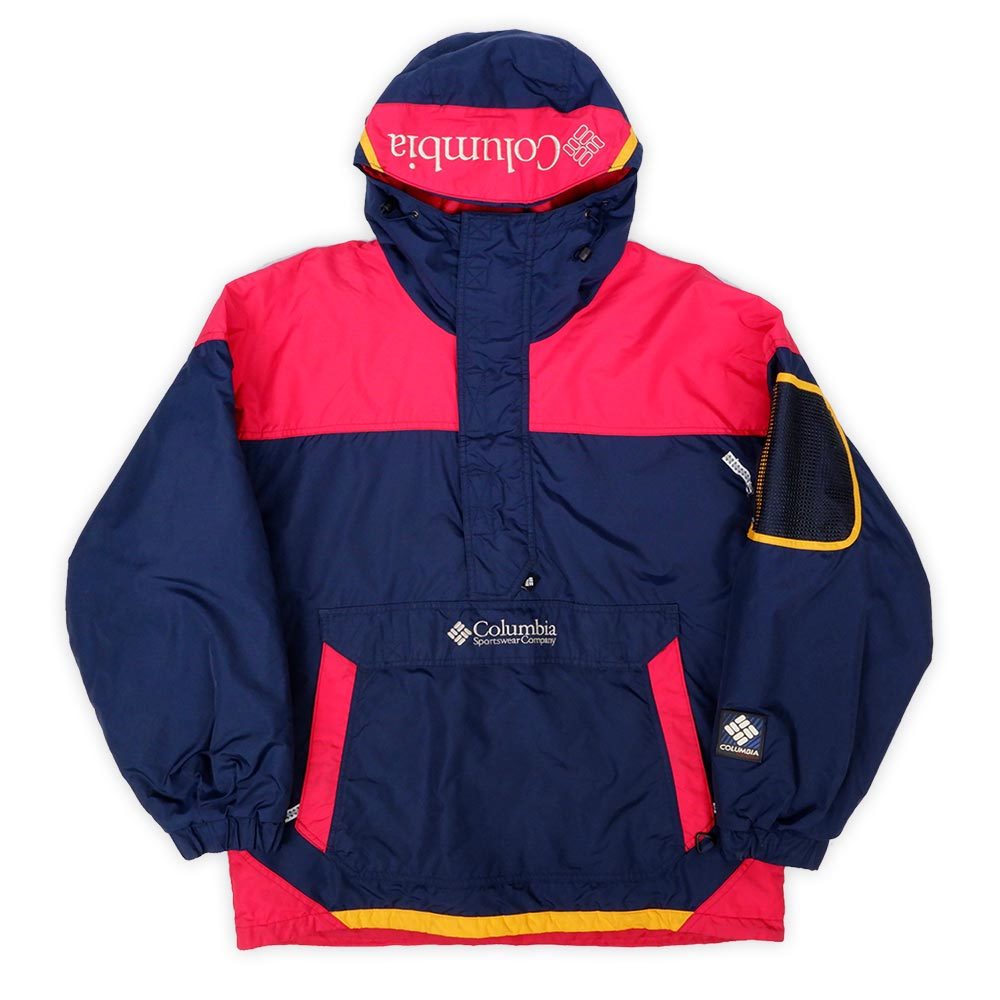 コロンビア Columbia 90's パディング アノラックパーカー 中綿 アウトドア ヴィンテージ 古着 (-7742) ネイビー×レッド M