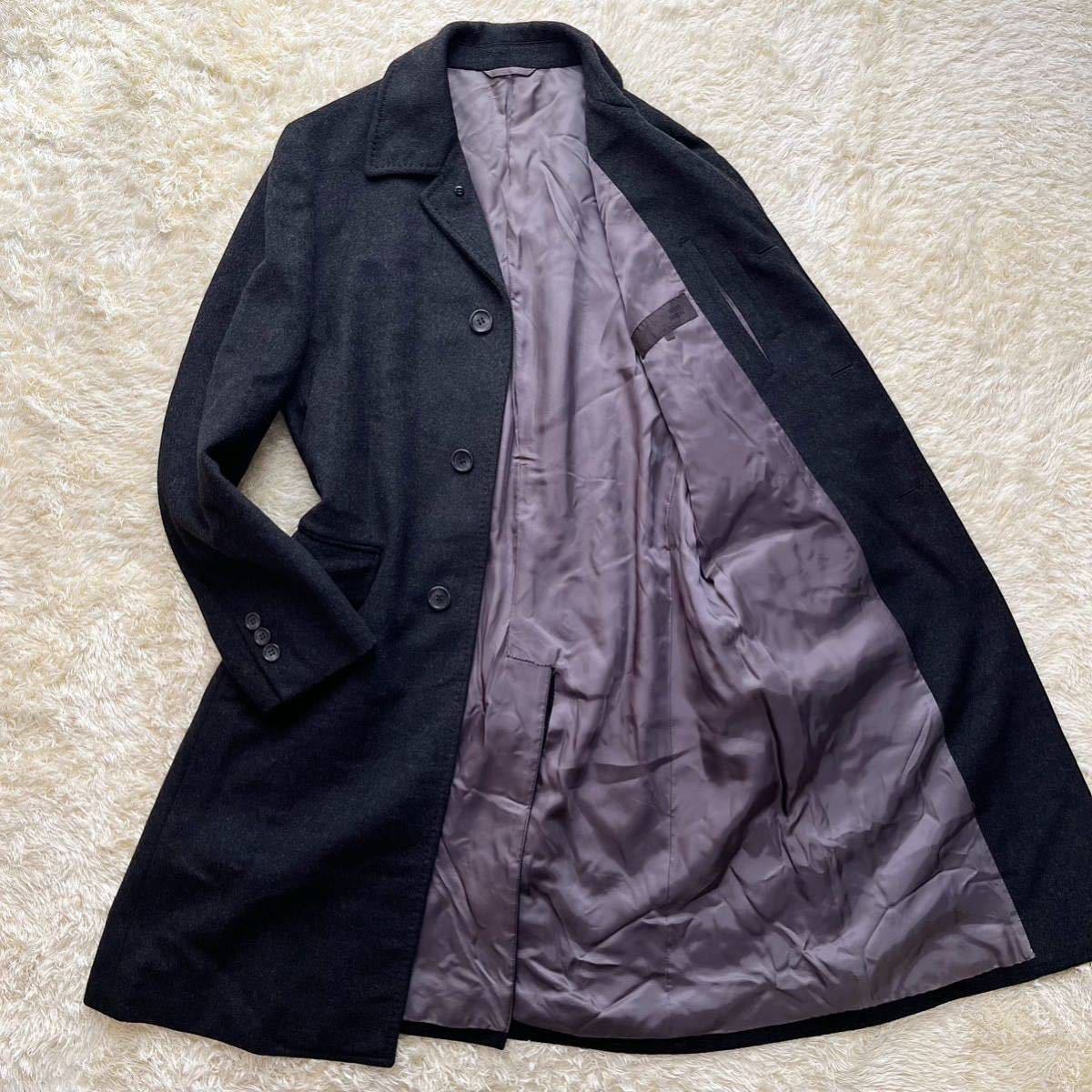 【極上カシミヤ素材】 COMME CA DU MODE MEN コムサデモードメン ステンカラーコート ロングコート カシミア サイズ2 M〜L位 グレー