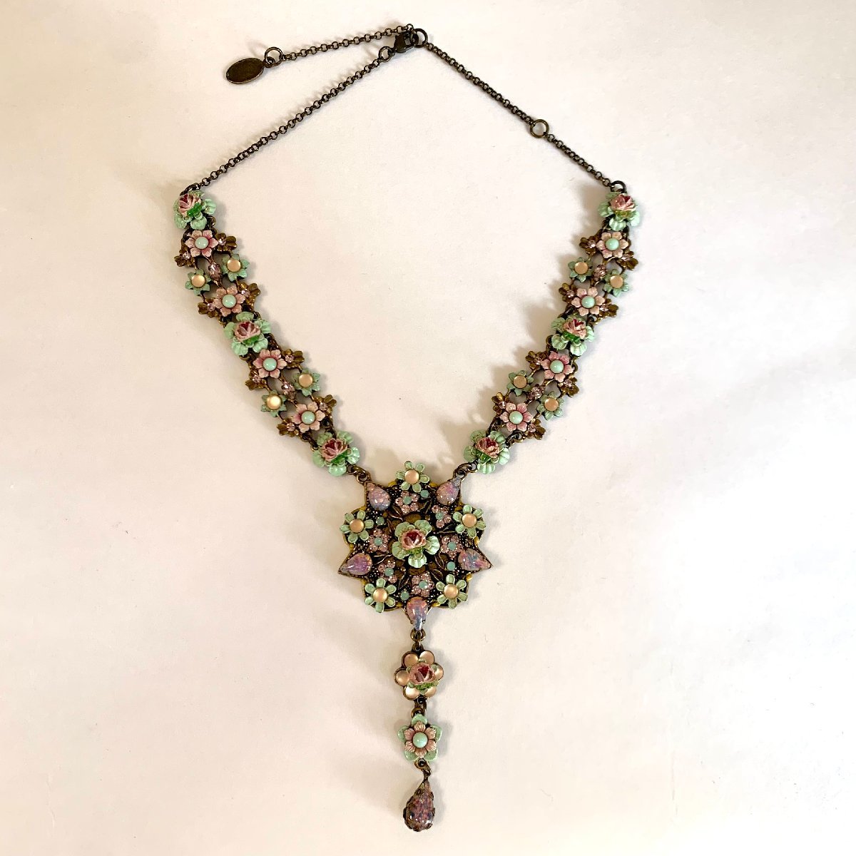Michal Negrin ミハエルネグリン ミント×ピンク フラワーモチーフ 