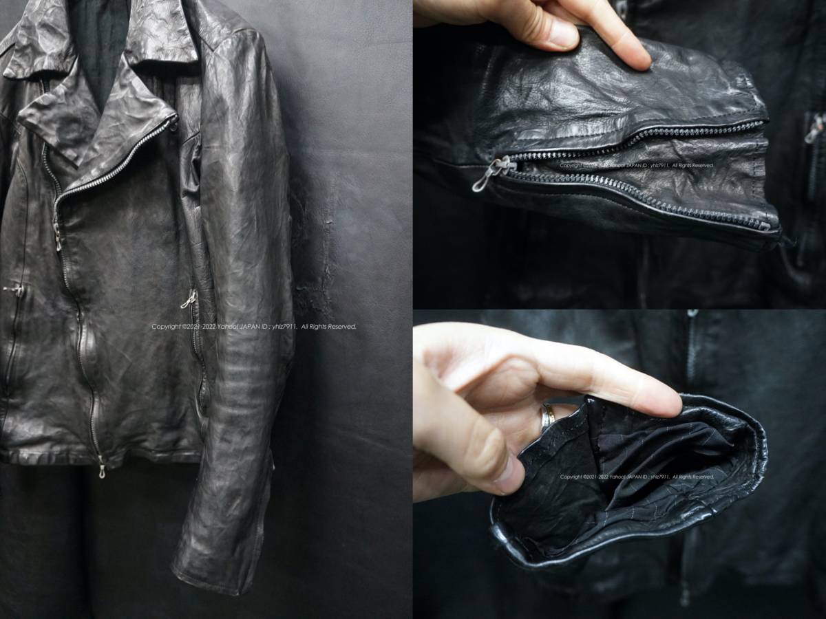 ATTACHMENT ドイツカーフ ダブルライダースジャケット 2 製品染め 洗い