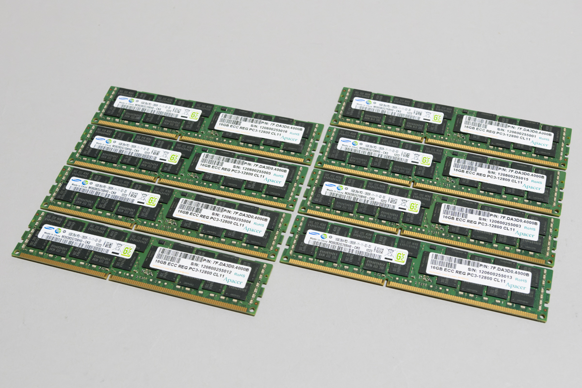 1600MHz 16GB 8枚組 合計 128GB MacPro用メモリー 2009 2010 2012 2013 モデル用 240pin DDR3 12800R RDIMM ECC 動作確認済 #1220C