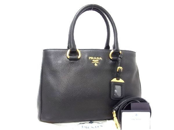 Z 極美品 PRADA レザーハンドバッグ BLACK （1円 極 PRADA プラダ  