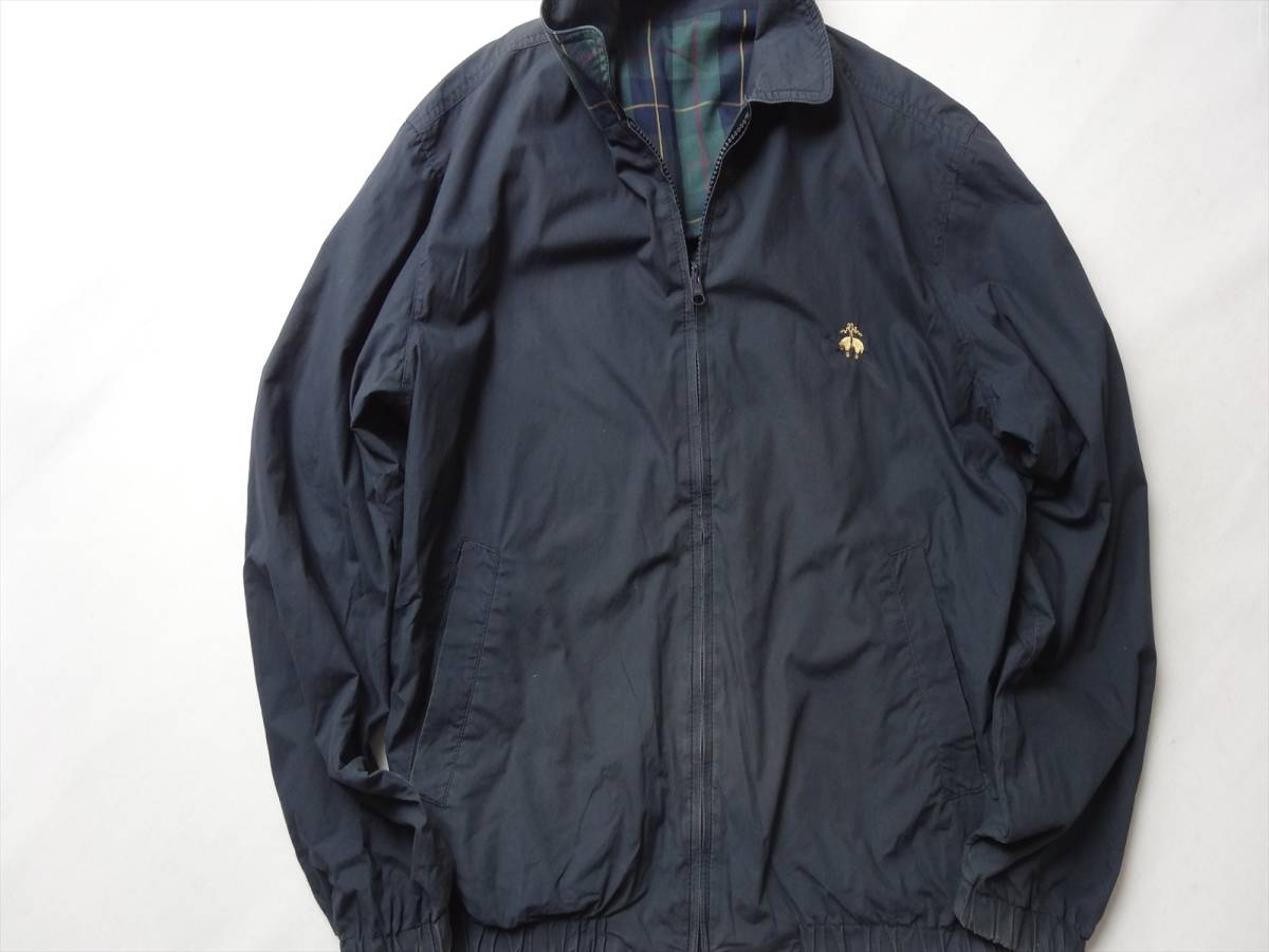 終活! 断捨離します!! 送料タダで～す! BROOKS BROTHERSリバーシブルハリントンジャケット(スイングトップ) M(L～LL) NAVY &チェック