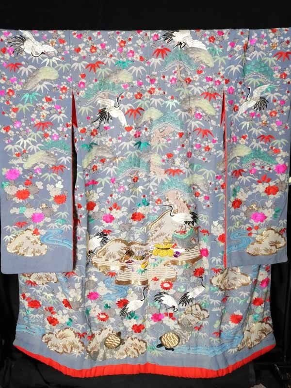 ☆きものさらさ アンティーク着物帯☆明治 縮緬 振袖 ちりめん 時代