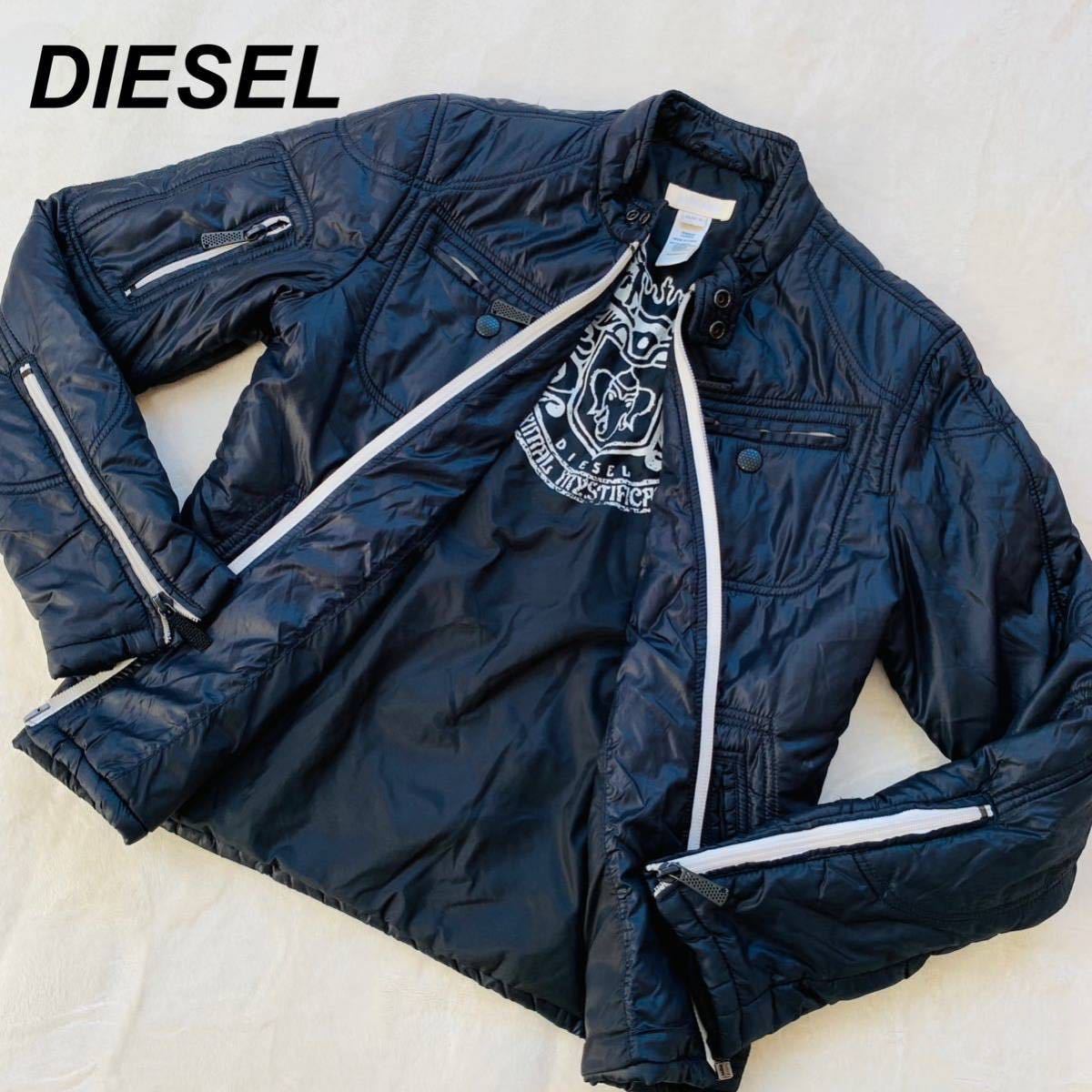 目立つ裏地 DIESEL ディーゼル 中綿 ナイロン ライダース ジャケット 
