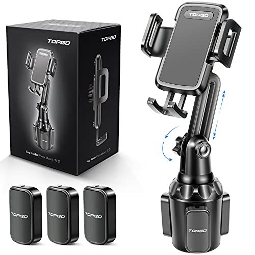即決・送料無料◆色黒 TOPGOカーカップホルダー 携帯電話マウント調整可能ポール 自動車カップホルダー スマートフォンクレードル
