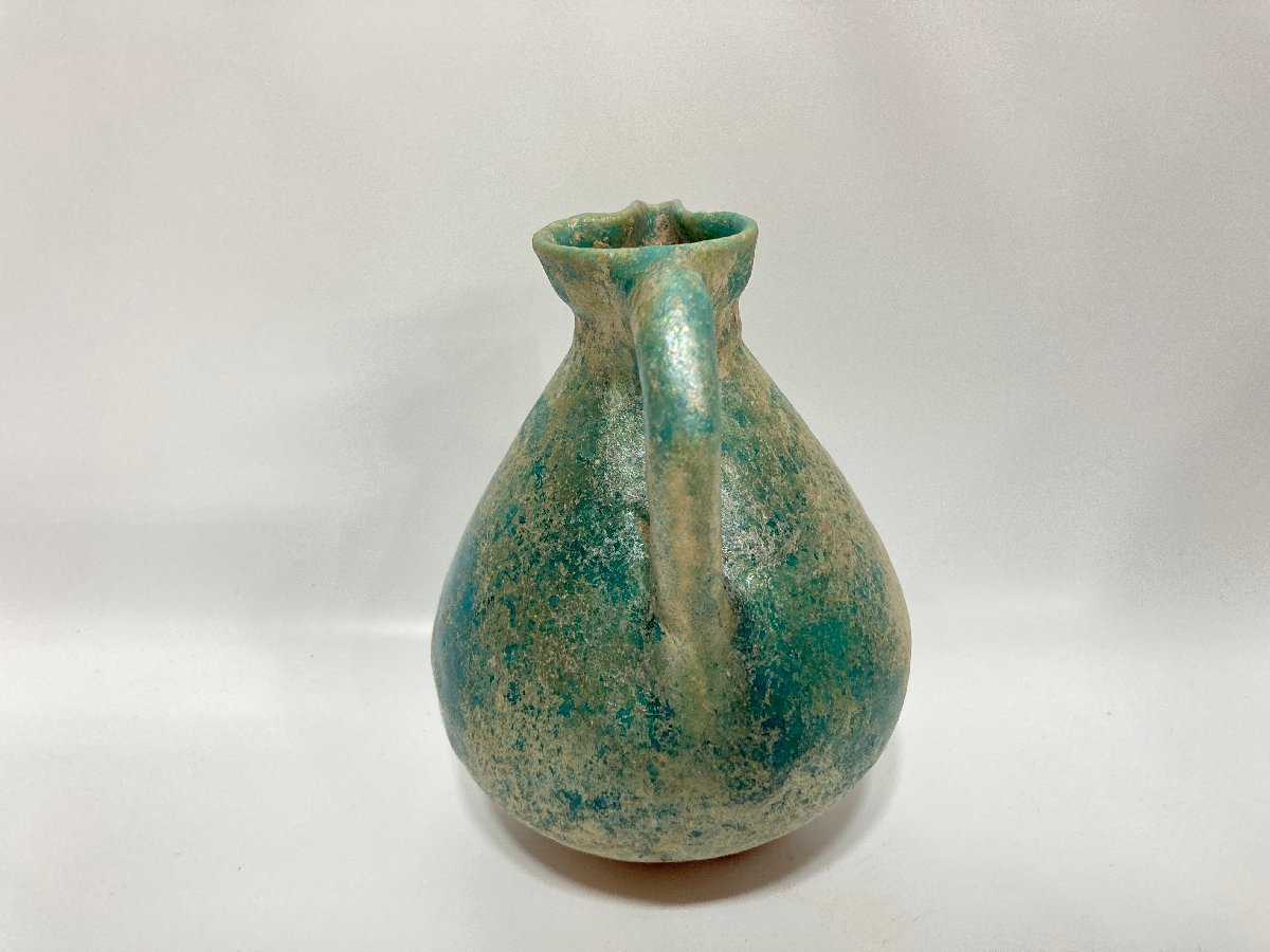25k122545】ペルシャ陶器 市川清鑑定箱付き 波斯 グルガン 13世紀 青