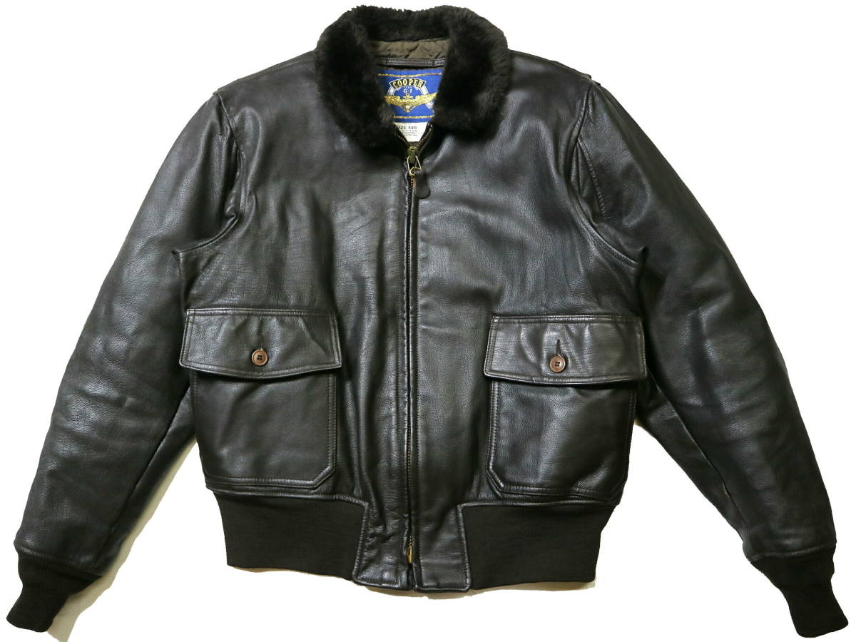 概ね美品/3Lサイズ相当！◆USA製 COOPER クーパー 山羊革 G-1 レザージャケット◆44R/2XLサイズ位（身長182-185センチ位）