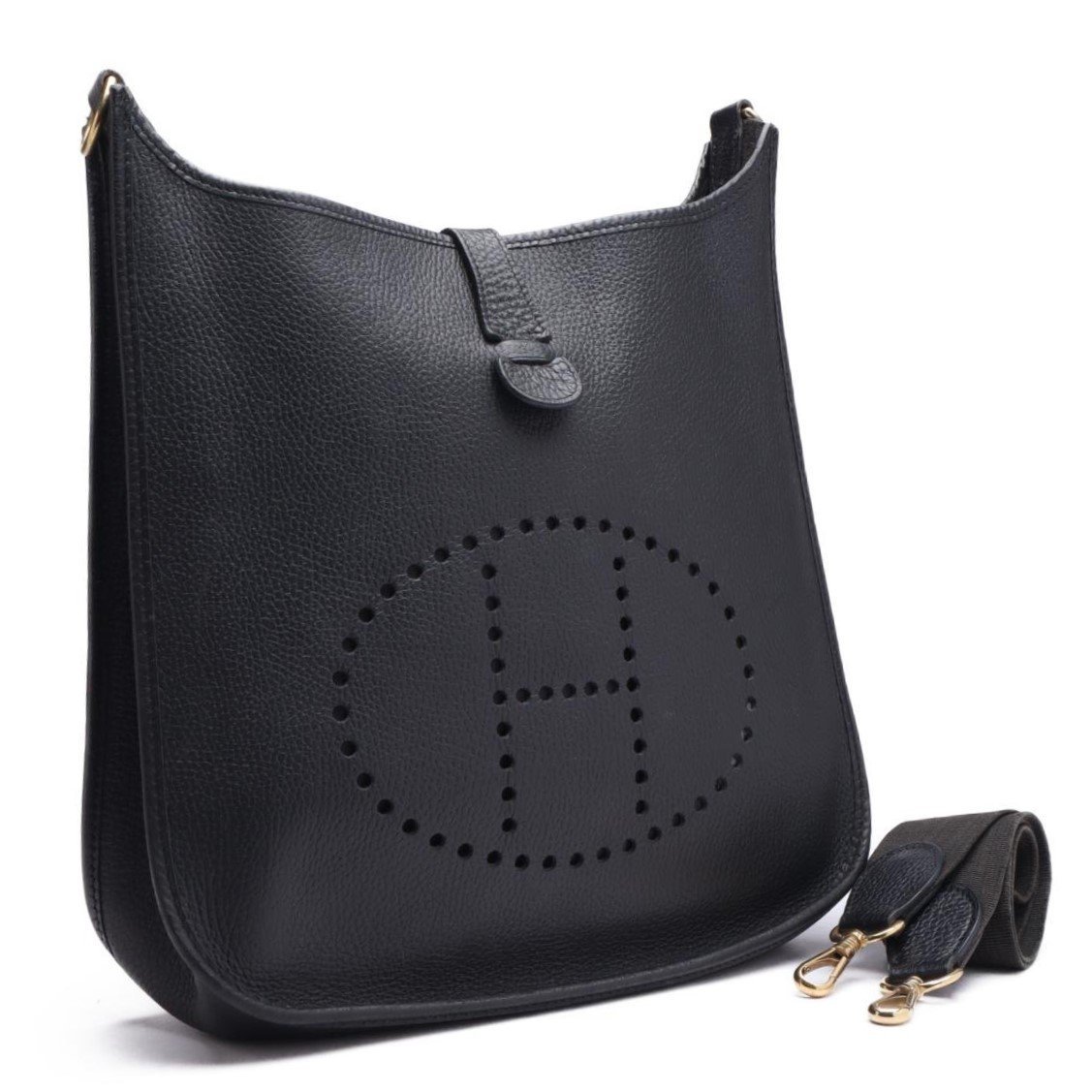 1円美品☆エルメス☆エブリンGM　Ⅰアン　アルデンヌ　ショルダー　黒　G金具　〇X刻印【HERMES】