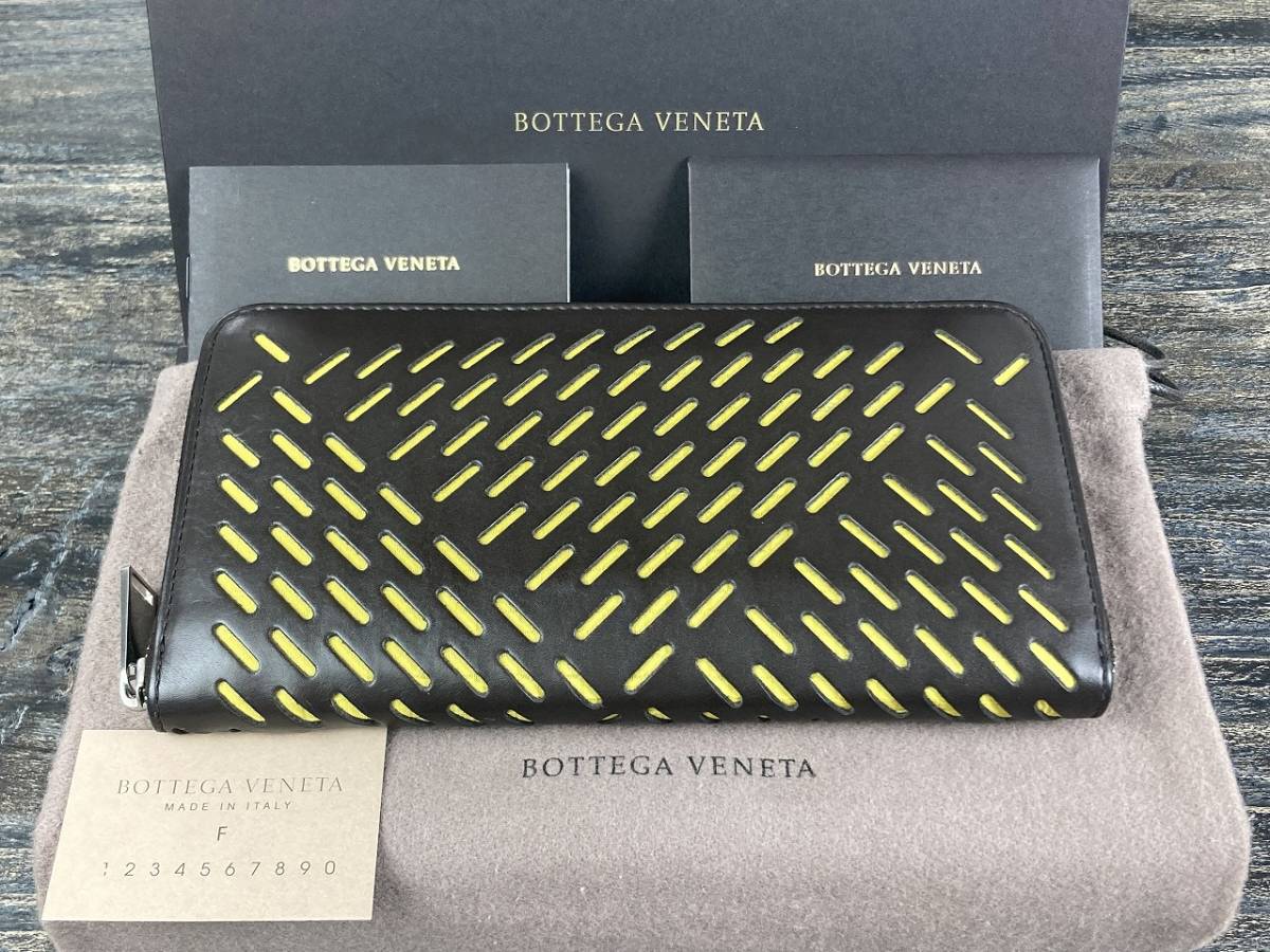 【当社買取・正規品】★未使用・展示品★ ボッテガ ヴェネタ パーフォレイテッド コントラスト パンチング ジップアラウンド 長財布♪