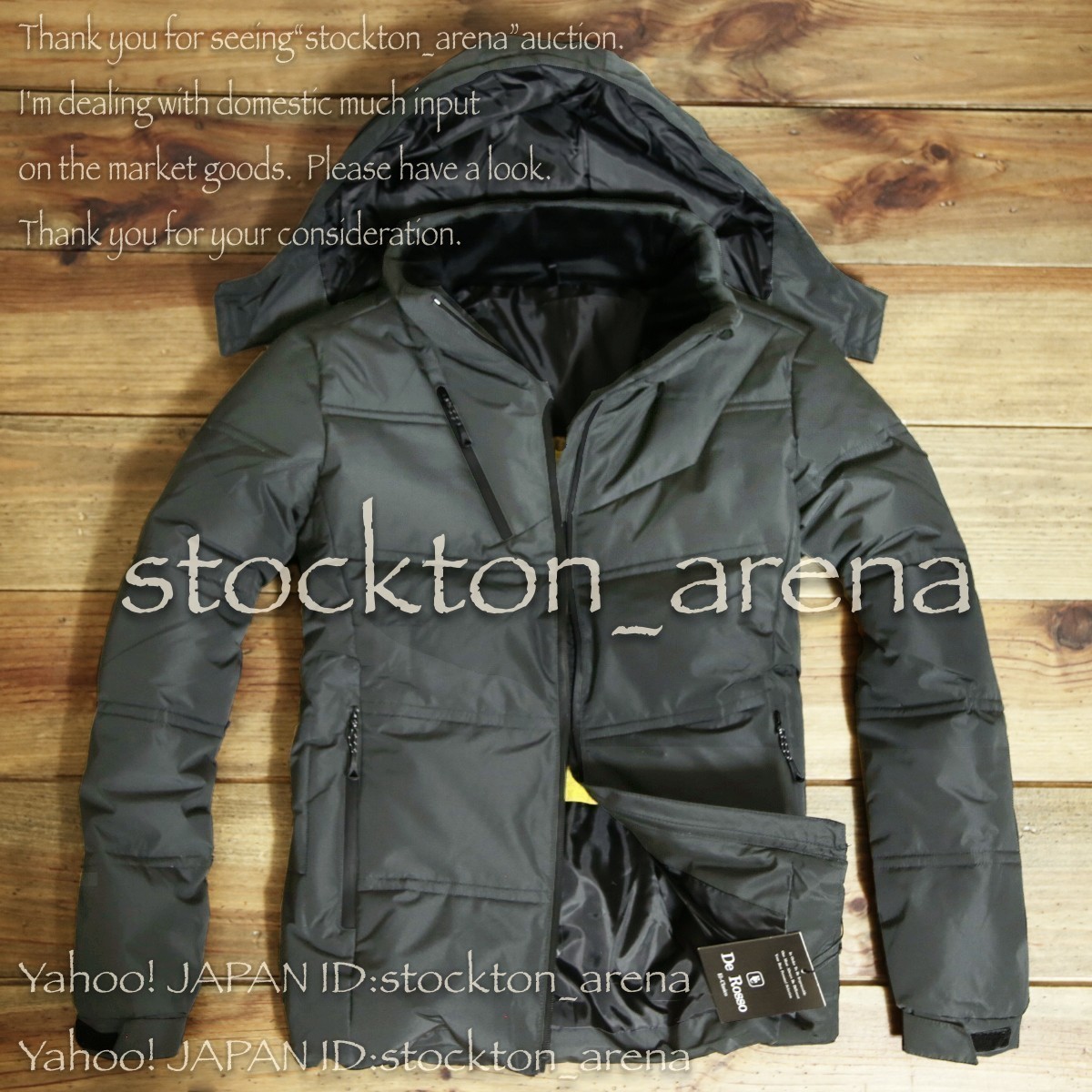 新品■デロッソ WSF 撥水 ダウンジャケット グレー M ■ 防風 立体裁断 3D フード取り外し可能 スキー アウトドア アウター コート ec28