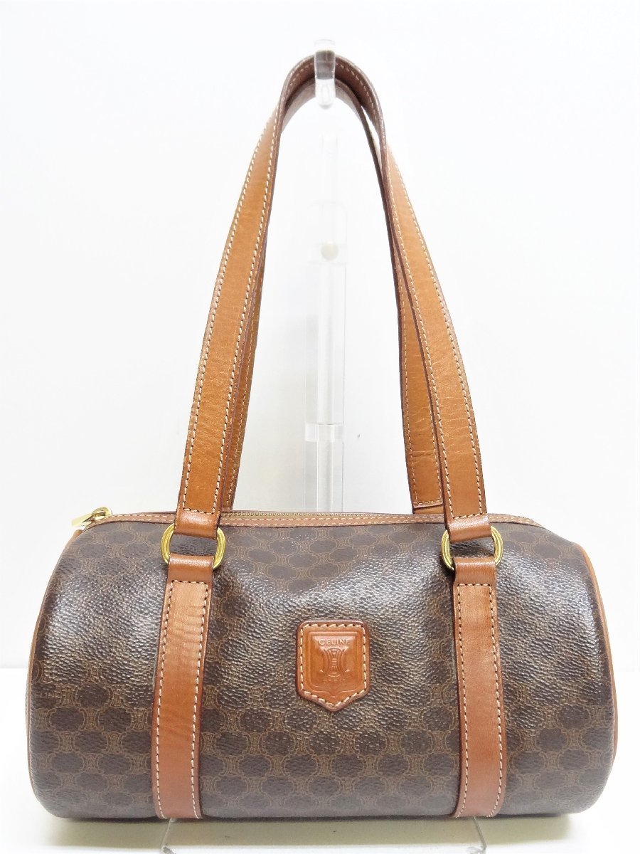 セリーヌ CELINE セリーヌ マカダム柄 筒型 ハンドバッグ PVC × レザー