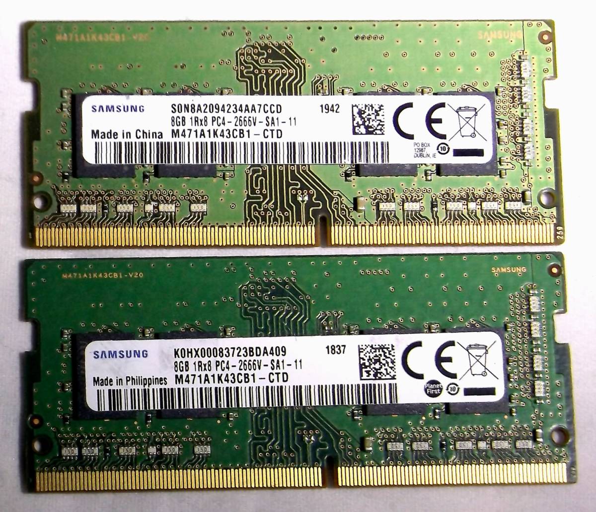 ☆ SAMSUNG メモリ メモリ PC4-2666V 8GB x 2 合計16GB 動作保証7 