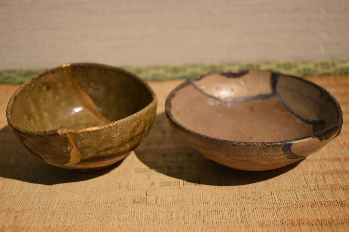 【GE】Z618【コレクター所蔵品】時代 唐津酒盃2件 /唐津焼 骨董品 時代品 美術品 古美術品 日本美術