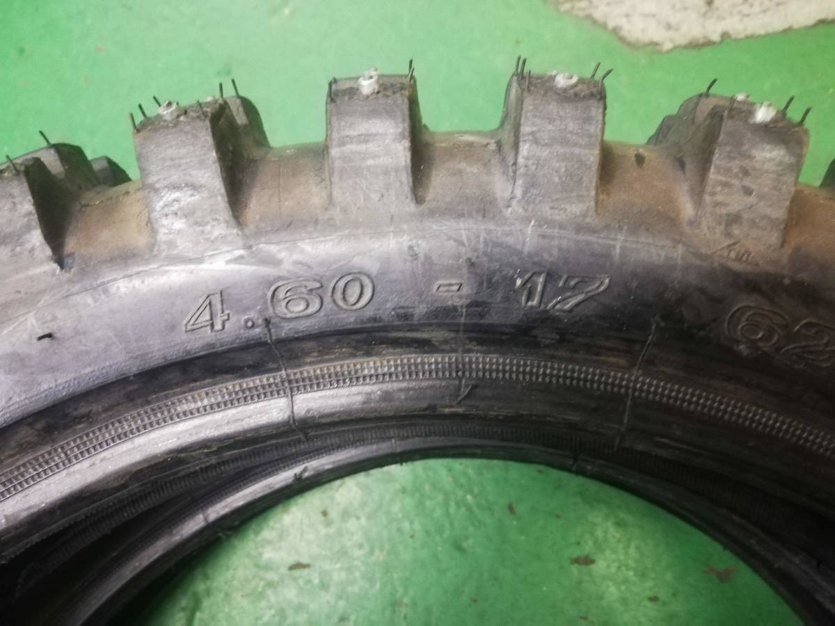 中古スパイクタイヤ フルピン前後 VRM-109R 4.60-17 モトクロスタイヤ 