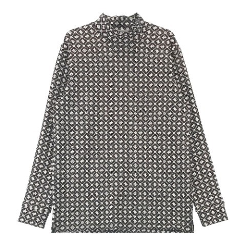 MASTER BUNNY EDITION マスターバニーエディション 2022年モデル ハイネック 長袖Tシャツ ロゴ 総柄 ブラック系 6 [240001856425]