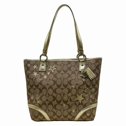 【美品】COACH コーチ F18853 ヘリテージシグネチャー スタートートバッグ レディース トートバッグ ハンドバッグ 【中古】